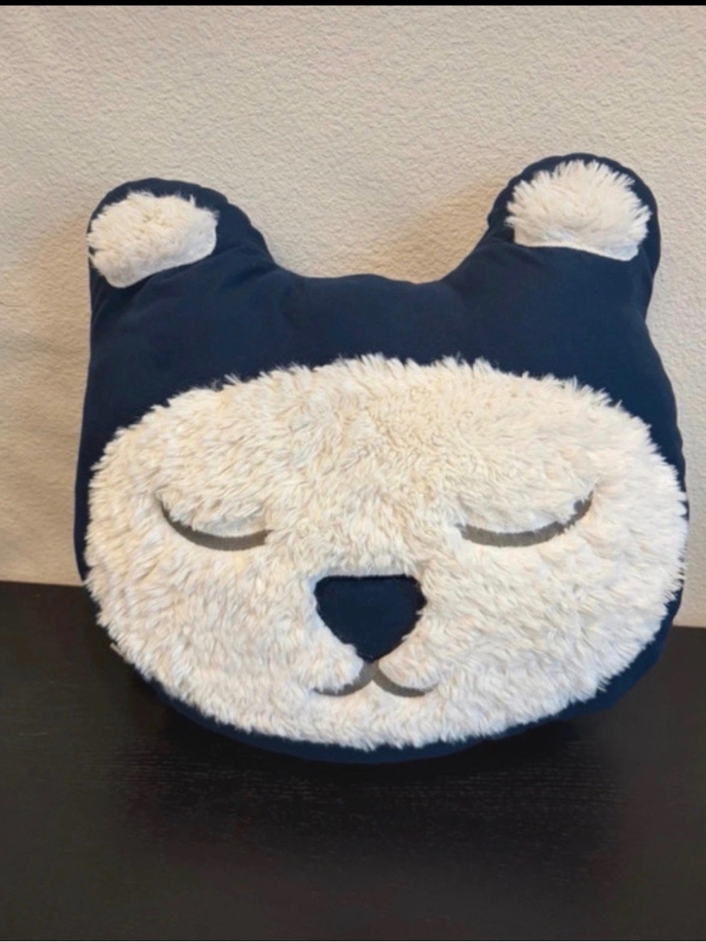 Pottery Barn Kids Navy and Cream Bear Face Pillow17”x15”